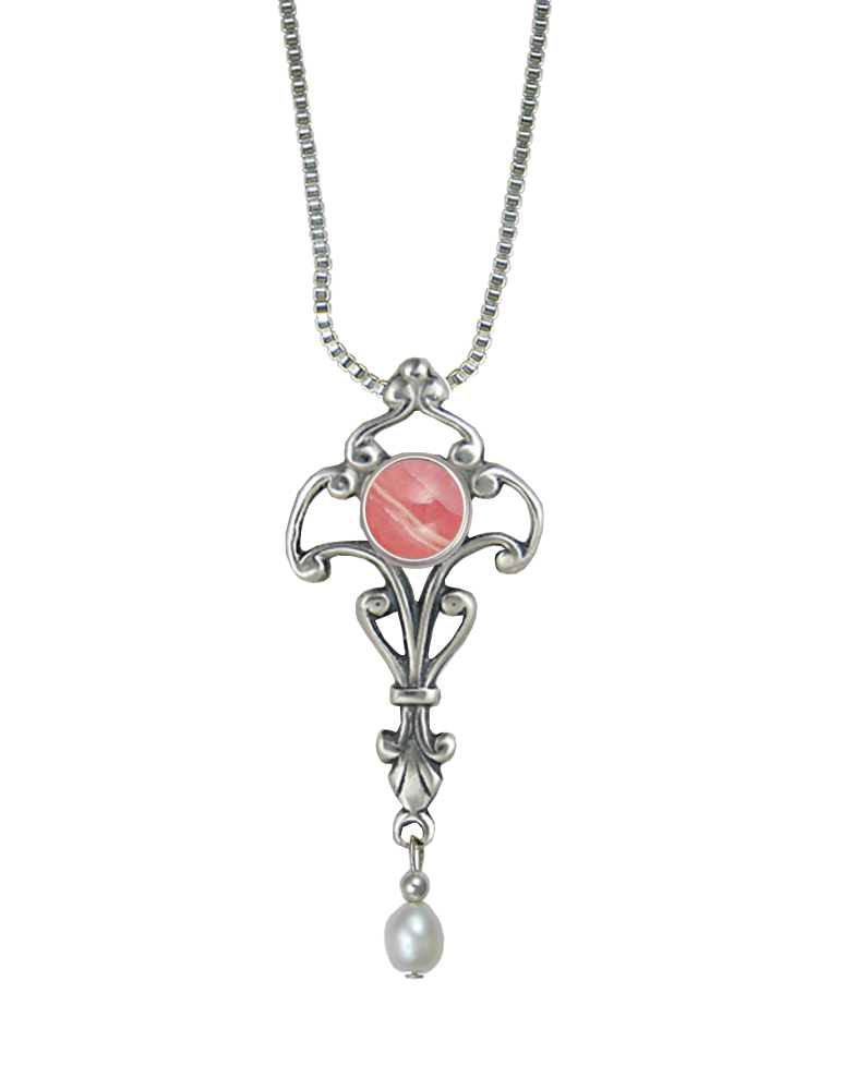 Sterling Silver Necklace With Rhodocrosite